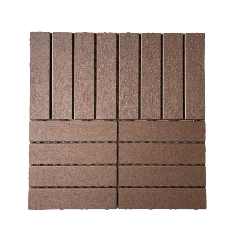 Unbranded 12 in. x 12 in. x 0.75 in. Outdoor Interlocking Waterproof Polypropylene Flooring in Dark Brown (Set of 44) 44 sq. ft. W-ZCS-69