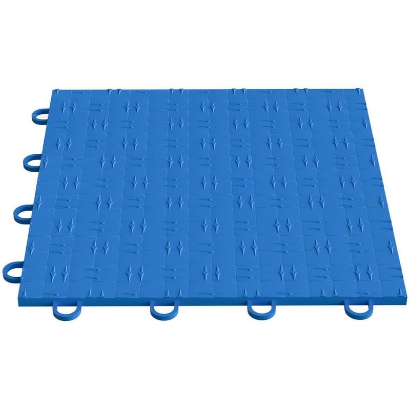 SKYSHALO Garage Floor 12 in. x 12 in x 0.5 in. Durable Interlocking Non Slip Diamond Tiles Support 55,000 lbs. Blue(50 sq.ft.) PVCDB-BU50P000001V0-0801