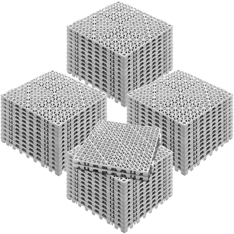SKYSHALO Interlocking Tile 50PCS Gray, Drainage Tiles 12 in. x 12 in. x 0.6 in. T PVC Interlocking Drainage Floor Tiles 50 sq.ft HZXSJDD1212YF0ZXDV0-SK0507