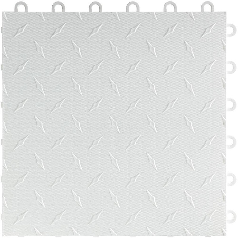 Swisstrax 12 in. W x 12 in. L Artic White Diamondtrax Home Modular Polypropylene Flooring (10-Tile/Pack) (10 sq. ft.) HOME-DMD-AW-10PK