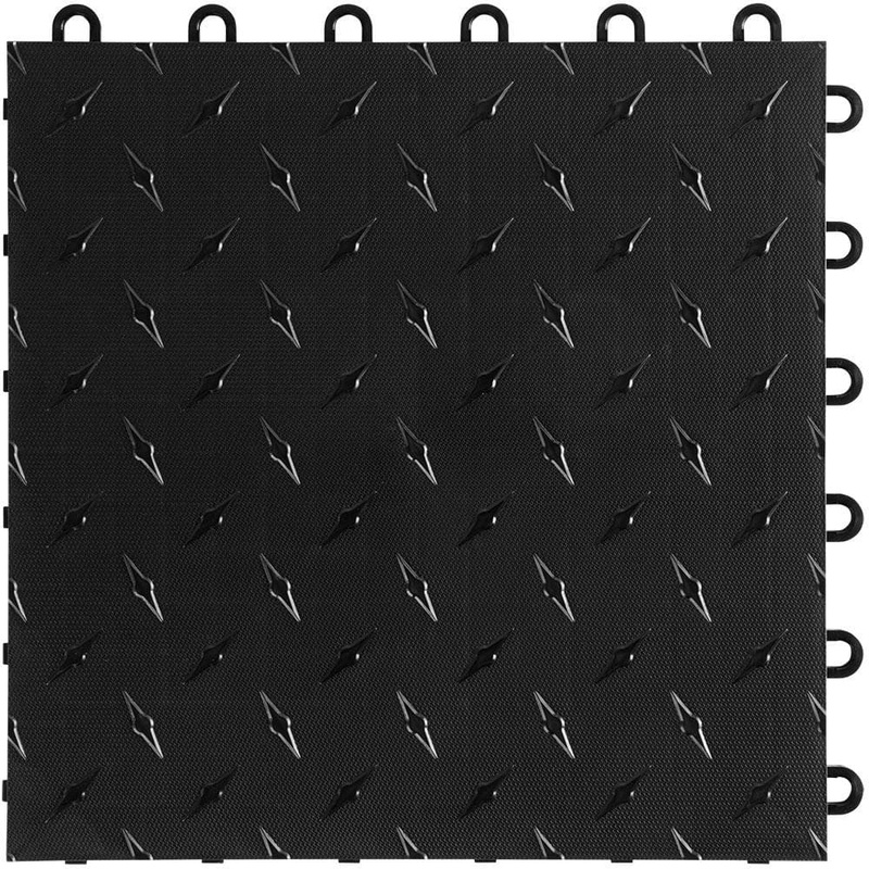 Swisstrax 12 in. W x 12 in. L Jet Black Diamondtrax Home Polypropylene Commercial Garage Flooring (10-Tile/Pack) (10 sq. ft.) HOME-DMD-JB-10PK