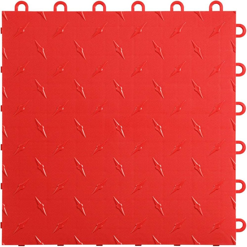Swisstrax 12 in. W x 12 in. L Racing Red Diamondtrax Home Modular Polypropylene Flooring (10-Tile/Pack) (10 sq. ft.) HOME-DMD-RR-10PK