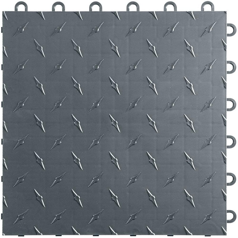 Swisstrax 12 in x 12 in. Slate Grey Diamondtrax Home Modular Polypropylene Flooring 50-Tile Pack (50 sq. ft.) HOME-DMD-SG-50PK