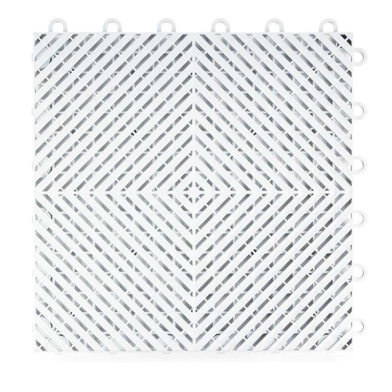 Swisstrax Ribtrax Smooth Home 12 in. W x 12 in. L Artic White Polypropylene Tile Flooring (10-Pack) HOME-RSH-AW-10