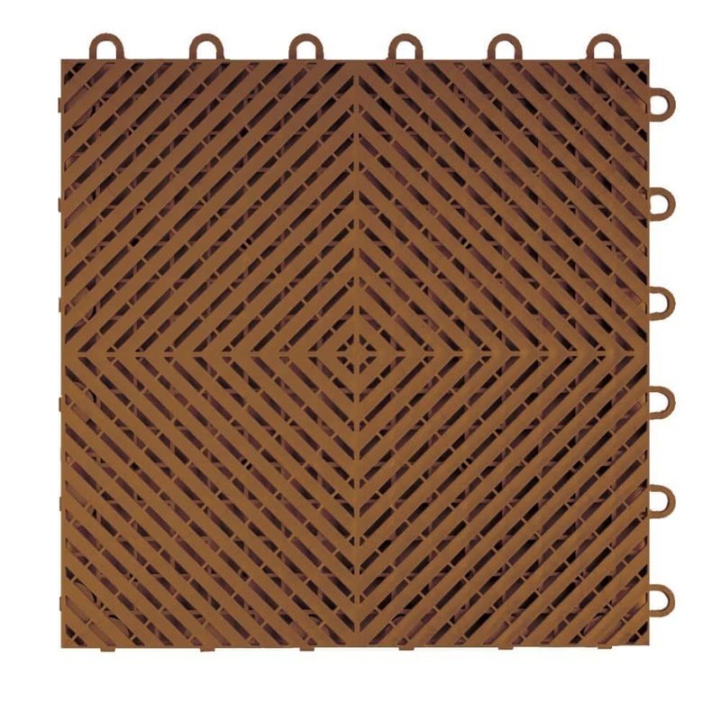 Swisstrax Ribtrax Smooth Home 12 in. W x 12 in. L Chocolate Brown Polypropylene Tile Flooring (10-Pack) HOME-RSH-CB-10
