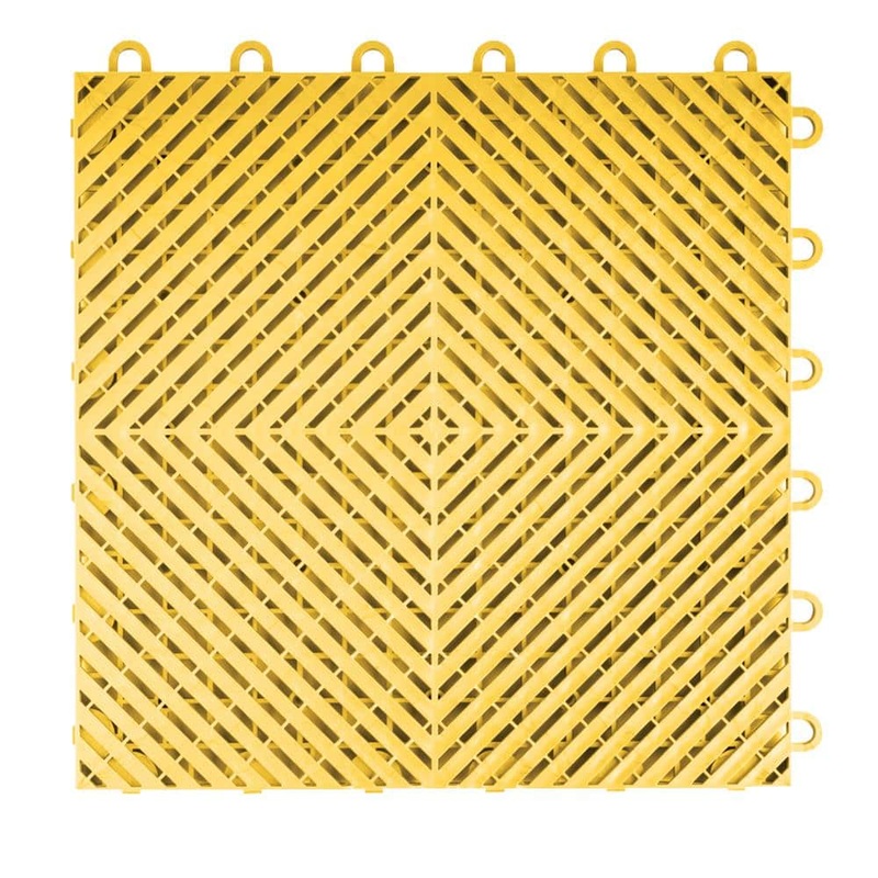 Swisstrax Ribtrax Smooth Home 12 in. W x 12 in. L Citrus Yellow Polypropylene Tile Flooring (10-Pack) HOME-RSH-CY-10