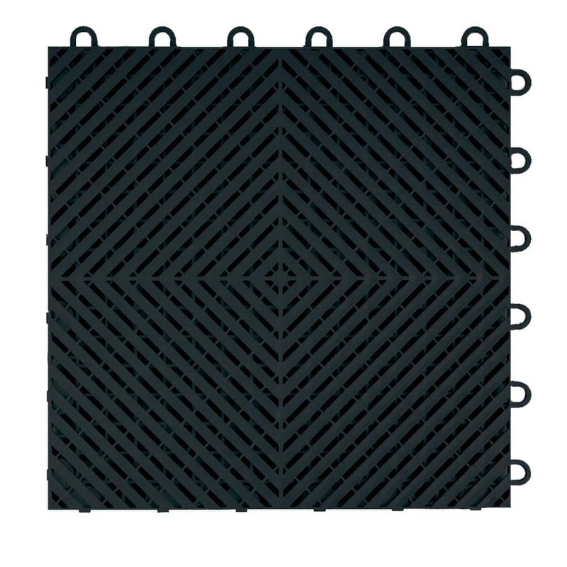 Swisstrax Ribtrax Smooth Home 12 in. W x 12 in. L Jet Black Polypropylene Tile Flooring (10-Pack) HOME-RSH-JB-10