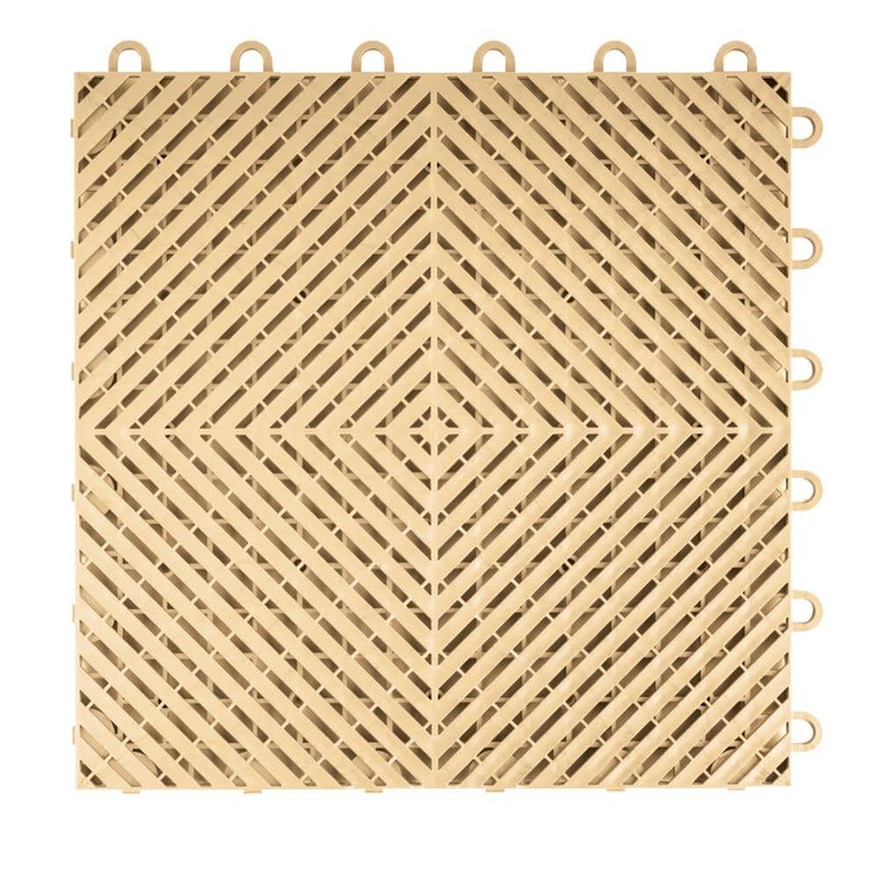 Swisstrax Ribtrax Smooth Home 12 in. W x 12 in. L Mocha Java Polypropylene Tile Flooring (10-Pack) HOME-RSH-MJ-10