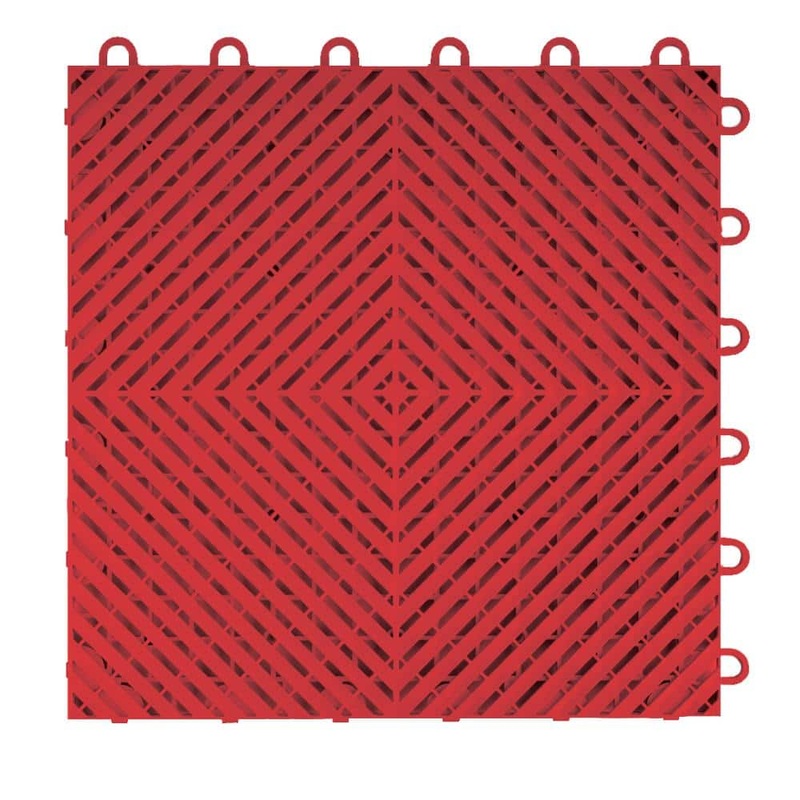Swisstrax Ribtrax Smooth Home 12 in. W x 12 in. L Racing Red Polypropylene Tile Flooring (10-Pack) HOME-RSH-RR-10