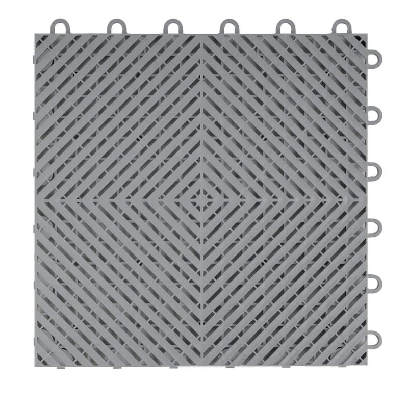 Swisstrax Ribtrax Smooth Home 12 in. W x 12 in. L Slate Gray Polypropylene Tile Flooring (10-Pack) HOME-RSH-SG-10