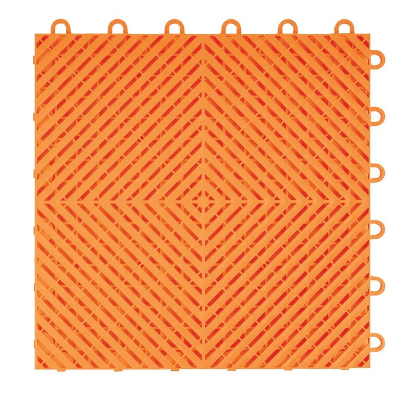 Swisstrax Ribtrax Smooth Home 12 in. W x 12 in. L Tropical Orange Polypropylene Tile Flooring (10-Pack) HOME-RSH-TO-10
