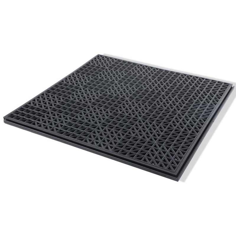 Technoflex Techno LOK 2.5 ft. W x 2.5 ft. L . Black Commercial Grade PVC Self Drainage Garage Flooring (18-Pack) TLP1818B-WHD