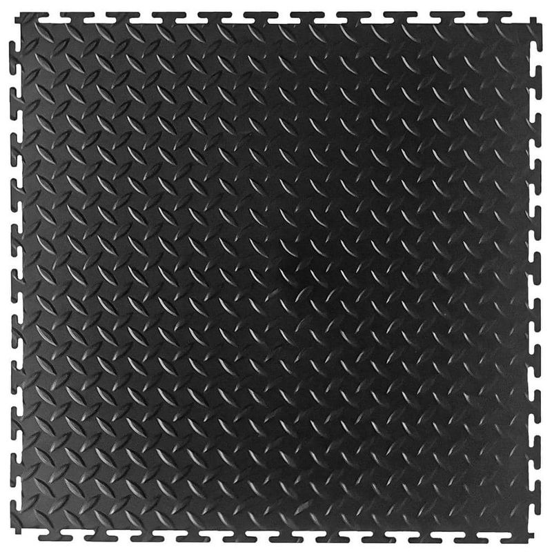 VersaTex Diamond Plate 18 in. W x 18 in. L Black Rubber Interlocking Modular Flooring 11D-532-1818HDC