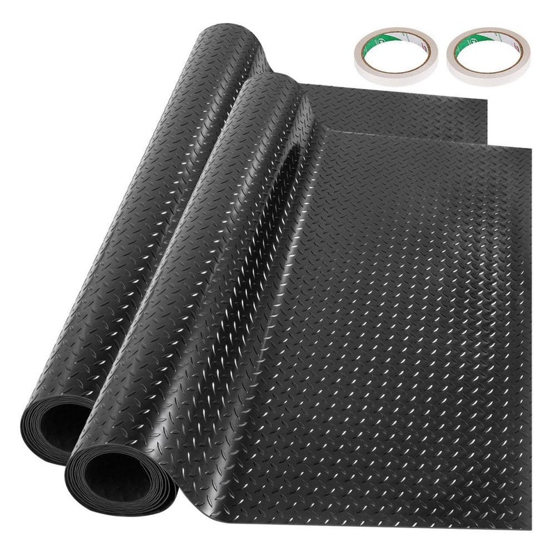 VEVOR Garage Floor Mats 3.6 ft. W x 14.7 ft. L Garage Mat 2.5 mm Thickness PVC Garage Flooring Black Garage Mats, 2 Rolls PVCDB2JBKZS450CM1V0