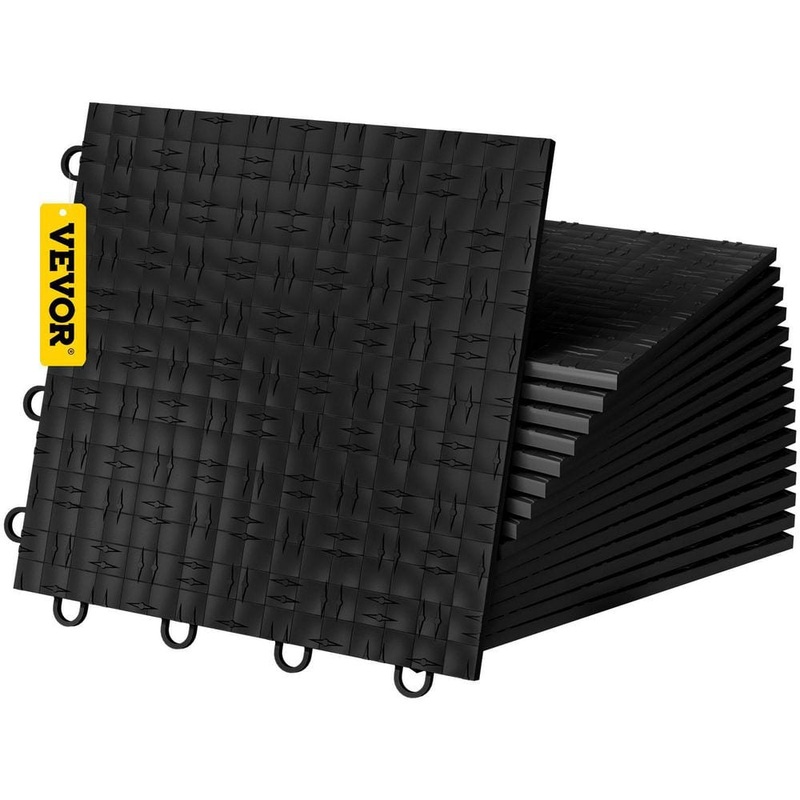VEVOR Garage Tiles Interlocking 1 ft. W x 1 ft. L Black Garage Floor Covering Tiles 50-PC Polypropylene Garage Flooring Tiles PVCDB-BK50P000001V0