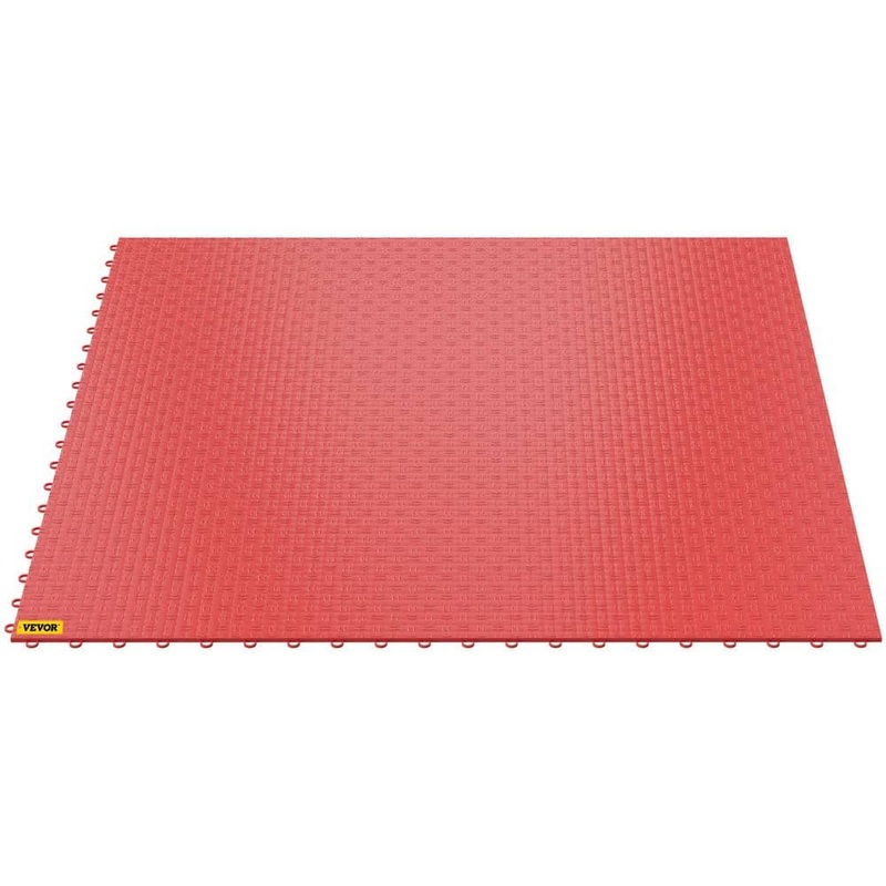 VEVOR Garage Tiles Interlocking 1 ft. W x 1 ft. L Red Garage Floor Covering Tiles 50 pcs Polypropylene Garage Flooring Tile PVCDB-RD50P000001V0