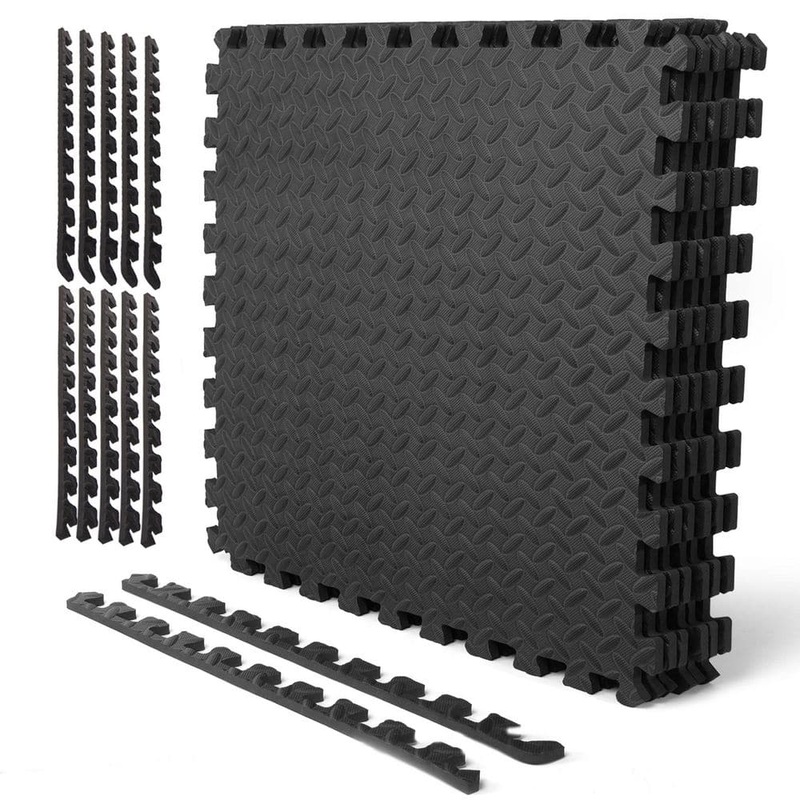 Art3d Black 24in. x 24in. x 0.47in. EVA Puzzle Foam Interlocking Anti-Fatigue Mat, Gym/Exercise Rubber Tile,24 sq.ft. (6-Pack) A41hd601