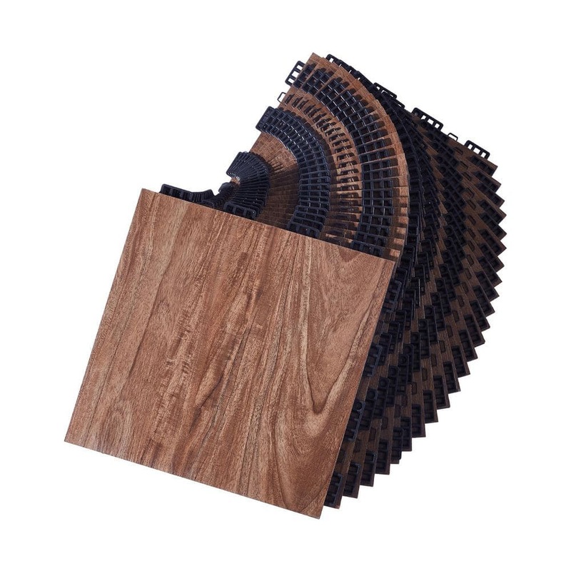 SKYSHALO Dance Floor Tiles, 12.4 x 12.4 in. 52-Pieces Interlocking Dance Flooring, Polypropylene, Brown, Excercise Rubber Sheet LSWDDDPPPVCZORJDUV0-250411