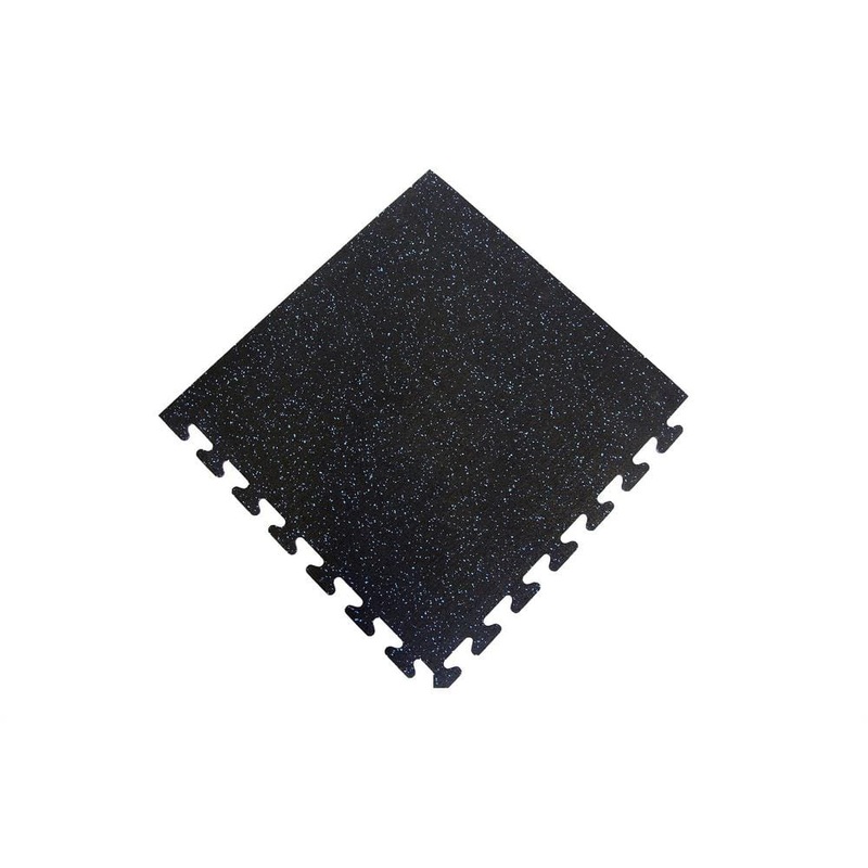 Unbranded Black with Blue Speck 24 in. x 24 in. Finished Corner Recycled Rubber Floor Tile (16 sq. ft./ case) EZFLEXCNRBL