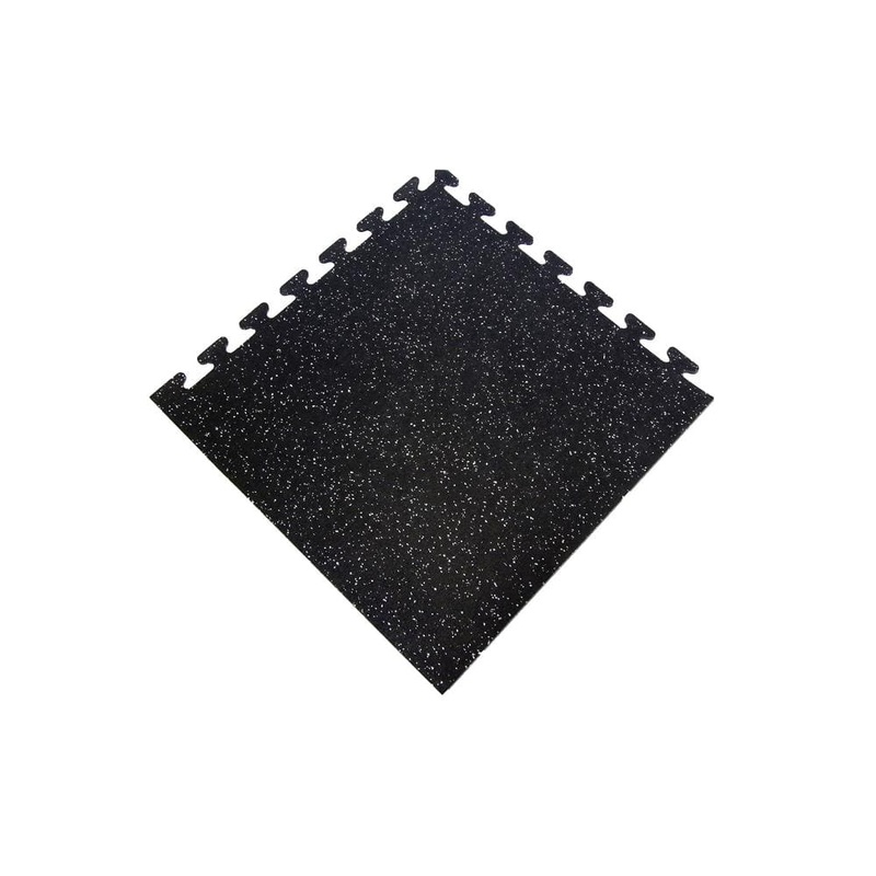 Unbranded Black with Gray Speck 24 in. x 24 in. Finished Corner Recycled Rubber Floor Tile (16 sq. ft./ case) EZFLEXCNRBG