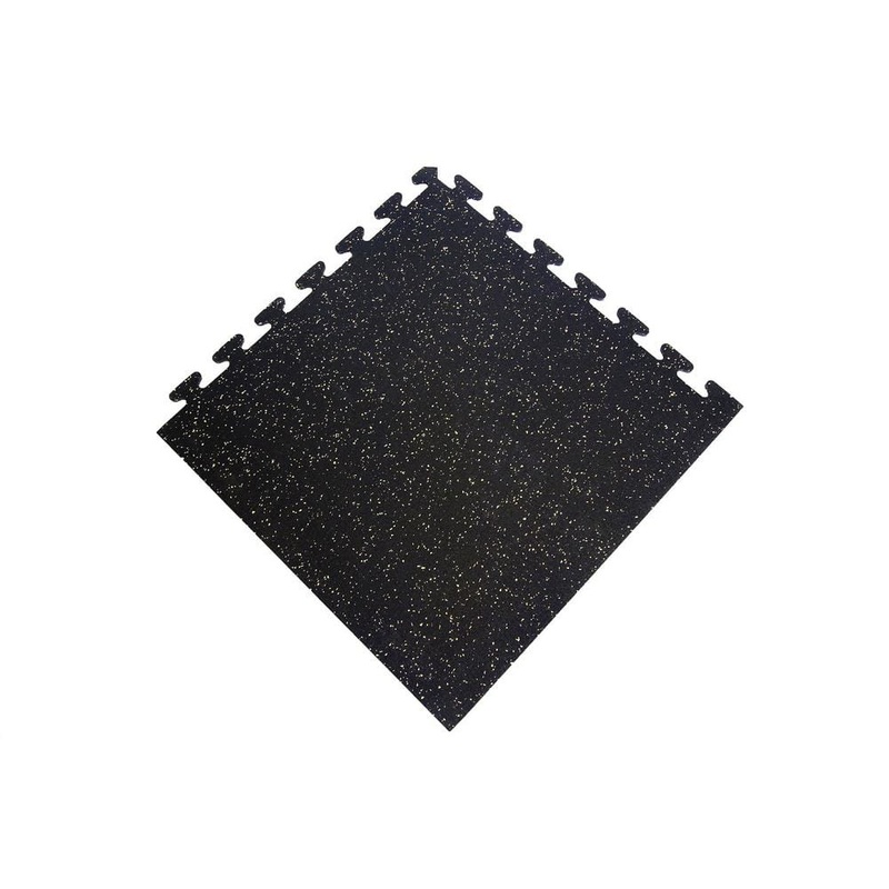 Unbranded Black with Tan 24 in. x 24 in. Finished Corner Recycled Rubber Floor Tile (16 sq. ft./case) EZFLEXCNRBT