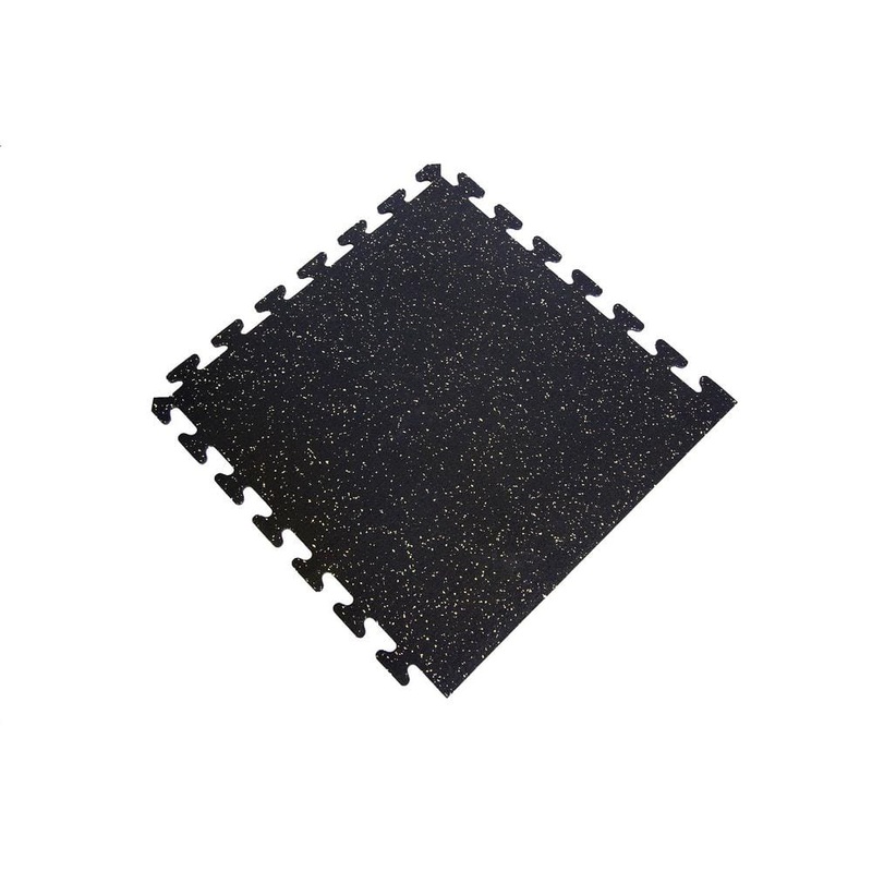 Unbranded Black with Tan Speck 24 in. x 24 in. Finished Side Recycled Rubber Floor Tile (16 sq. ft. /case) EZFLEXSDGT