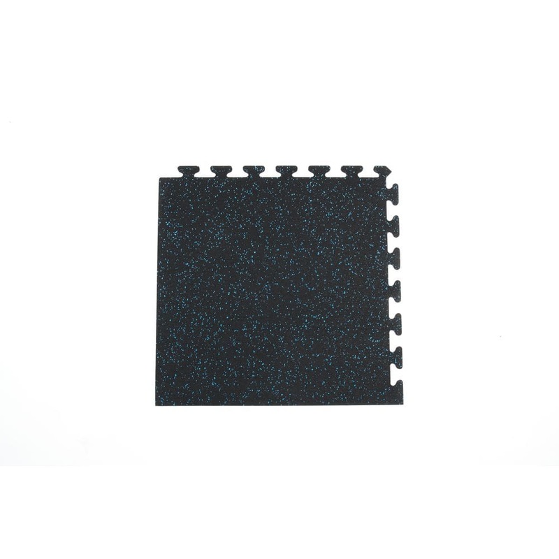 Unbranded Matter Surfaces Gym/Exercise Recycled Rubber Corner Tiles Black w/Blue 25in.x 25in.x 0.3 Thick. 4-Tiles/Case,16 sq. ft. EZFLEXCNRBL