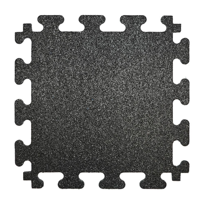 Unbranded Rubber Gym Tiles with Black Colored Flake 18 in. x 18 in. 8mm Thick Interlocking Tile (6 Tiles/Case) (13.875 sq. ft.) 49231