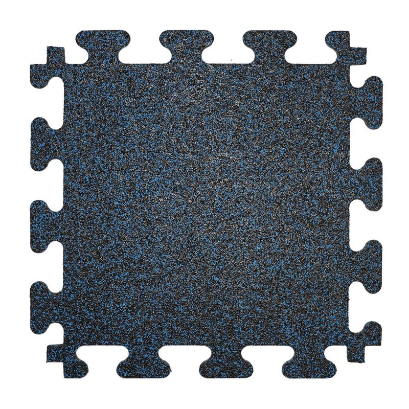 Unbranded Rubber Gym Tiles with Blue Colored Flake 18 .in x 18 .in 8 mm Thick Interlocking Tile (6 Tiles/Case) (13.5 sq ft) 49232
