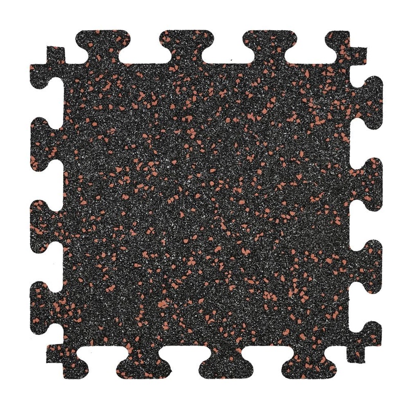 Unbranded Rubber Gym Tiles with Brick Colored Flake 18 in. x 18 in. 8mm Thick Interlocking Tile (6 Tiles/Case) (13.875 sq. ft.) 49235