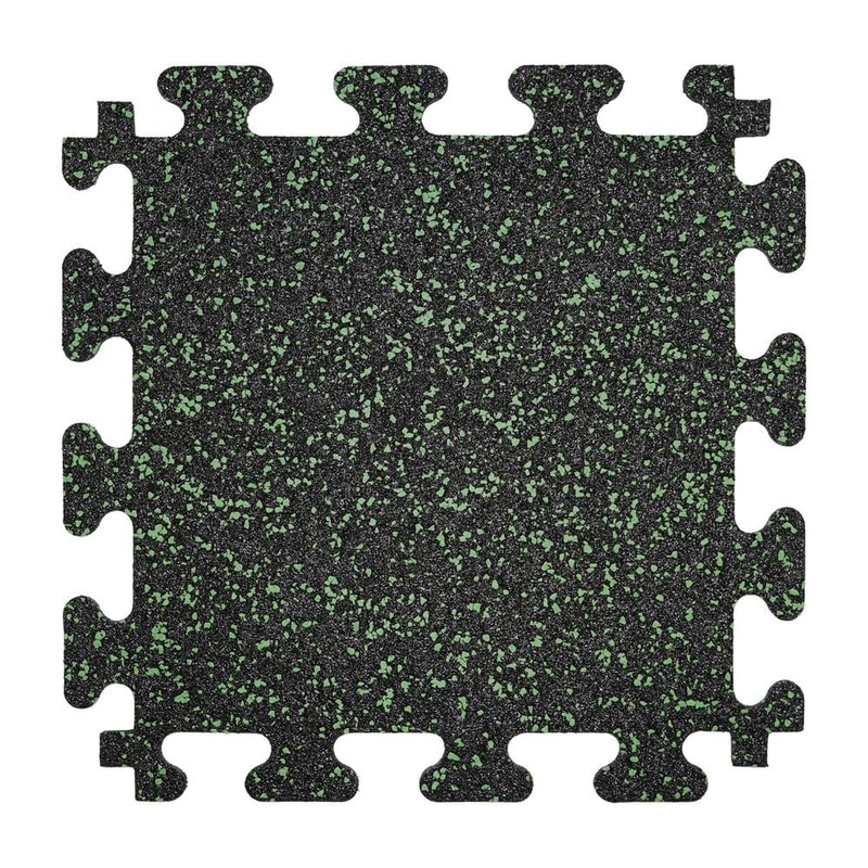 Unbranded Rubber Gym Tiles with Seafoam Colored Flake 18 .in x 18 .in 8 mm Thick Interlocking Tile (6 Tiles/Case) (13.5 sq ft) 49236