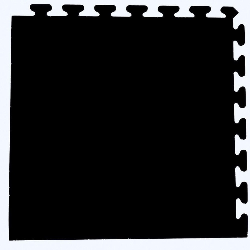 Unbranded Solid Black 24 in. x 24 in. Finished Corner Recycled Rubber Floor Tile (16 sq. ft./ case) EZFLEXCNRBK