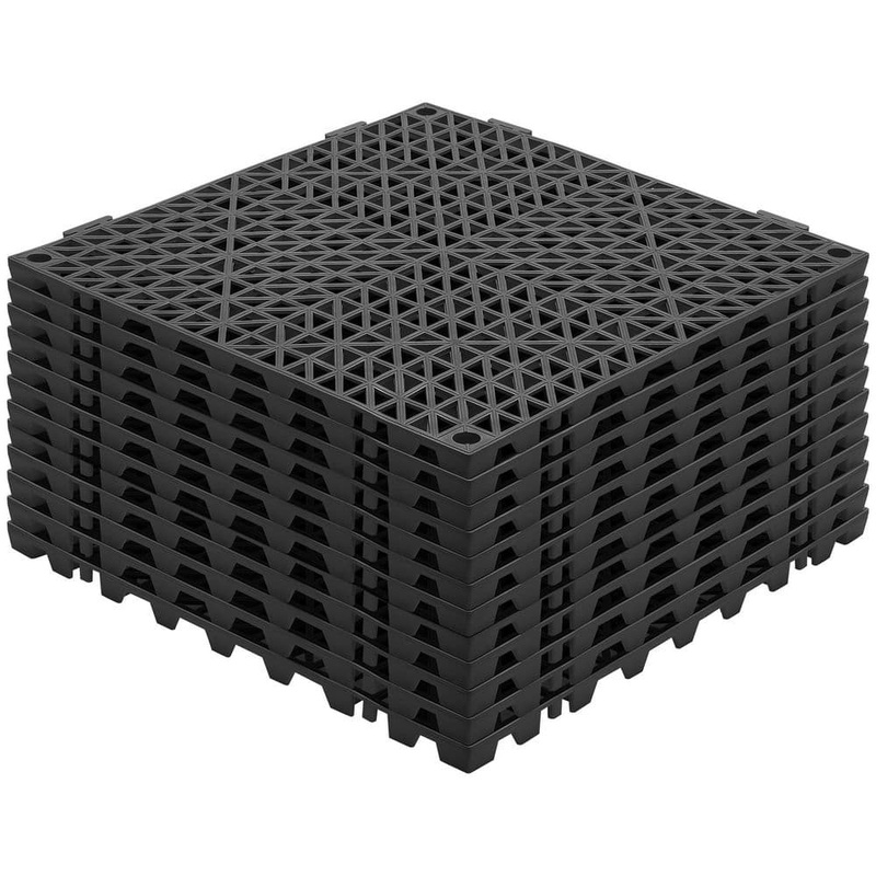 SKYSHALO Interlocking Drainage Floor Tiles 12 Pack 12 in. x 12 in. x 0.6 in. T Drainage Mats PVC Modular Interlocking 12 sq. ft. HZXSJDDHS12PQ3YS0V0-0719