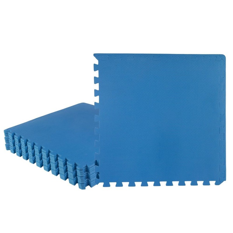 Stalwart Interlocking Blue 25 in. W x 25 in. L x 0.5 in Thick Exercise/Gym Flooring Foam Tiles – 12 Tiles/Case (48 sq. ft.) 75-6401-3