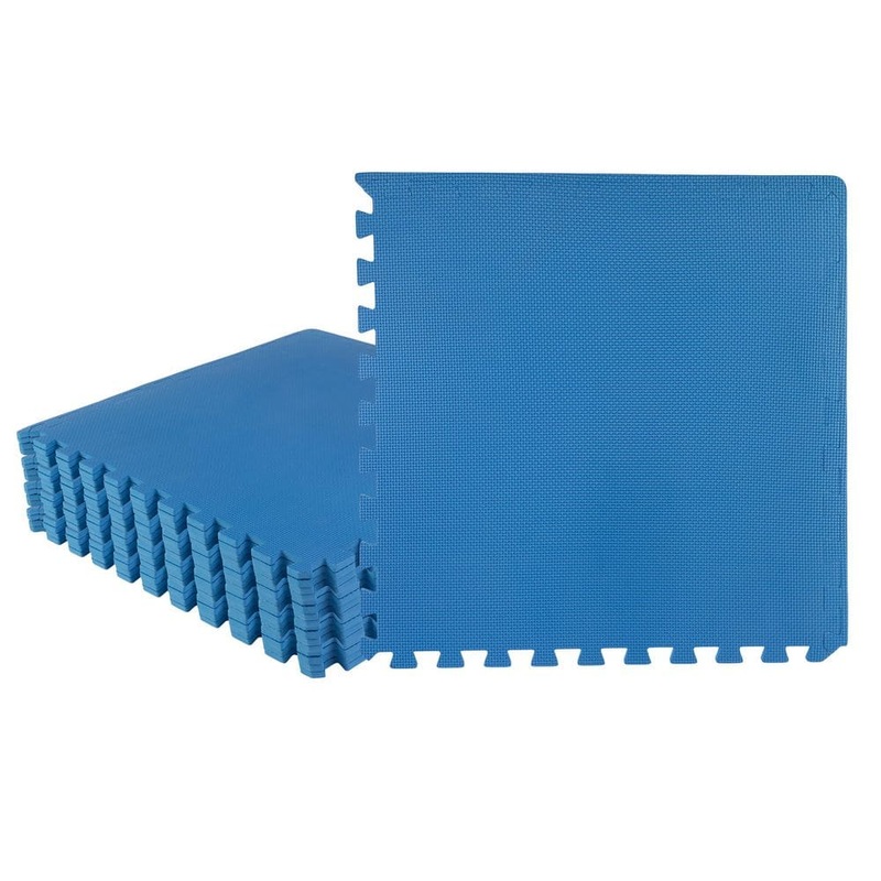 Stalwart Interlocking Blue 25 in. W x 25 in. L x 0.5 in Thick Exercise/Gym Flooring Foam Tiles – 16 Tiles/Case (64 sq. ft.) 75-6401-4