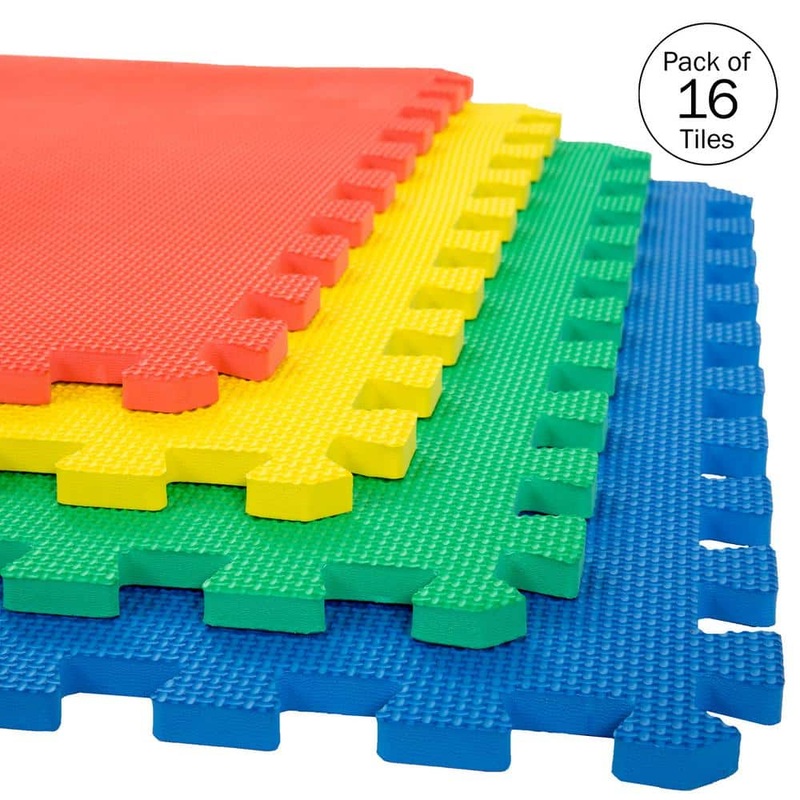 Stalwart Interlocking Multi-Color 24 in. W x 24 in. x 0.5 in Thick Exercise/Gym Flooring Foam Tiles – 4 Tiles/Case (64 sq. ft.) 75-ST6000-4