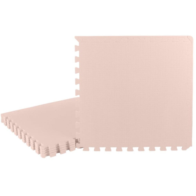 Stalwart Light Pink 24 in. W x 24 in. L x 0.4 in. Thick EVA Foam Floor Tiles Play Mat-6-Pieces. Tiles, 24sq. ft./Case 80-5230
