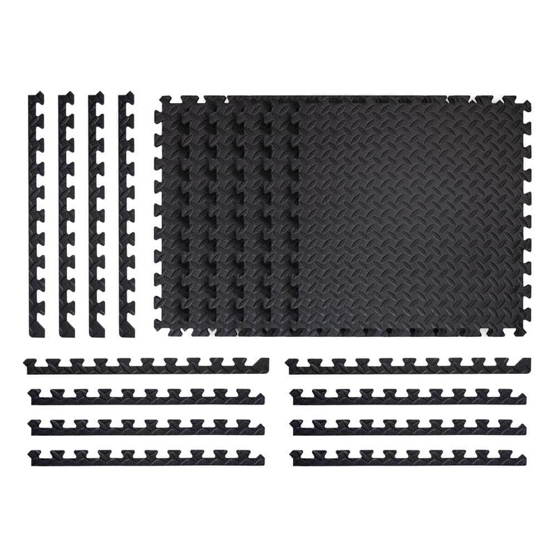 TrafficMaster Black 24 in. W x 24 in. L x 0.47 in. Foam Interlocking Gym Floor Tiles (6 Tiles/Pack) (24 sq. ft.) 24224DPHD