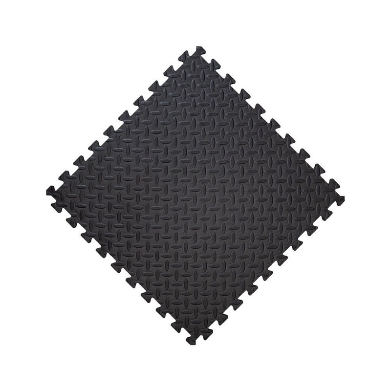 TrafficMaster Black Diamond Plate 24 in. W x 24 in. L x. 43 in. Thick Foam Exercise Floor Tiles (8 Tiles/Case) (32 sq. ft. ) 24286DPHDSB