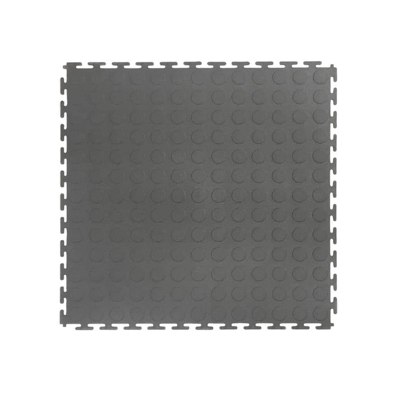 TrafficMaster Gray Raised Coin 18 in. W x 18 in. L x 3.1 mm Thick Rubber ExerciseGym Flooring Tiles (6 TilesCase) (13.5 sq. ft.) 11GRN-532-18X18
