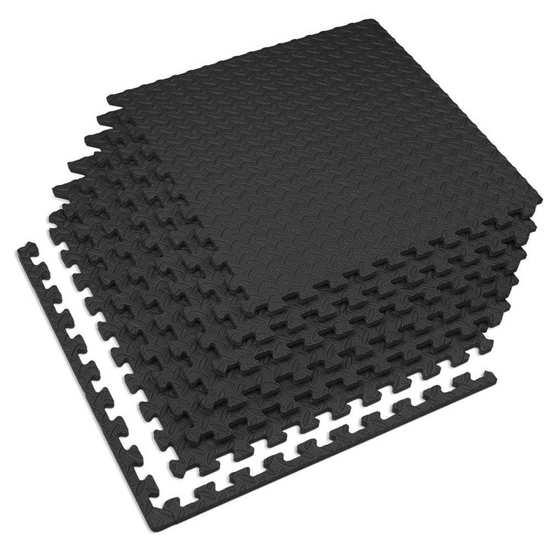 Velotas Black 24 in. W x 24 in. L x 1/2 in.Thick Diamond Plate EVA Foam Exercise/Gym Tiles (25 tiles) (100 sq. ft.) VDP-24BK4.1-13M