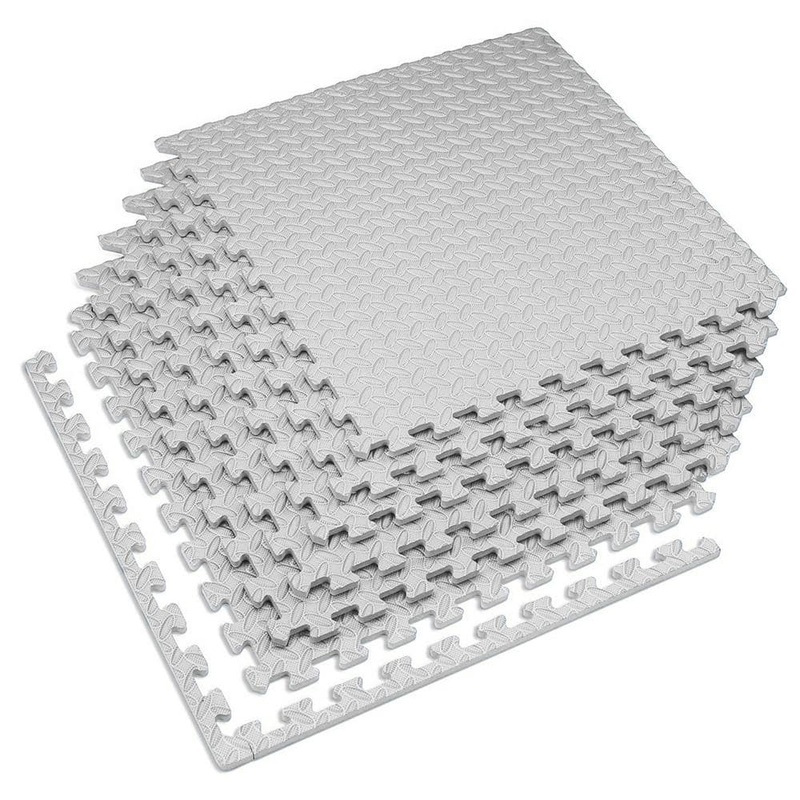 Velotas Light Gray 24 in. W x 24 in. L x 1/2 in.Thick Diamond Plate EVA Foam Exercise/Gym Tiles (12 tiles) (48 sq. ft.) VDP-24LG2-13M