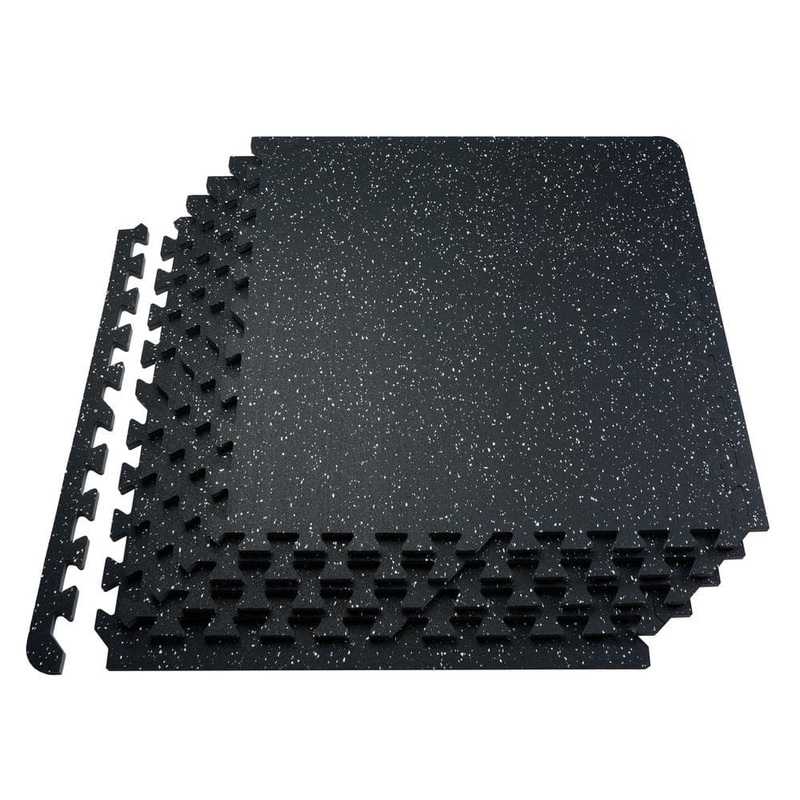 VEVOR Gym Floor Mats 6 Tiles Rubber Top with EVA Foam 25 in. x 25 in.x 0.56 in. T  with 24 sq. ft. Coverage Black and White EVAQXJSHSDZXW5O14V0