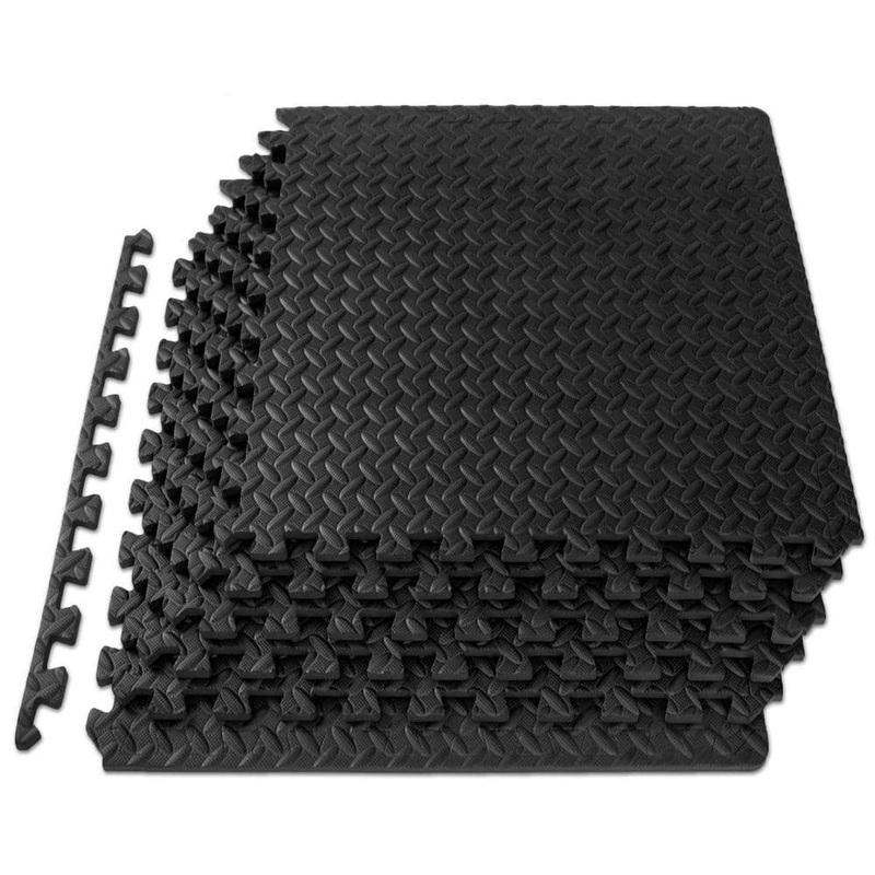 Unbranded Black 24 in. W x 24 in. L x 0.5 in. T EVA Interlocking Foam Gym Flooring Mat (6 Tiles/Pack) (24 sq. ft.) Mat-1004