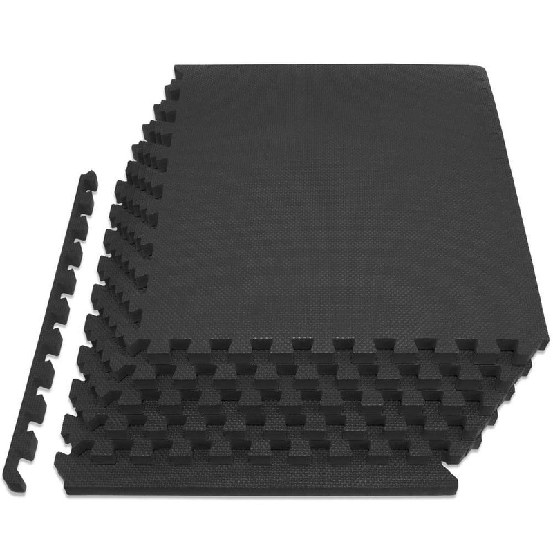 Unbranded Black 24 in. W x 24 in. L x 0.75 in. T EVA Interlocking Foam Gym Flooring Mat (6 Tiles/Pack) (24 sq. ft. ) Mat-1025