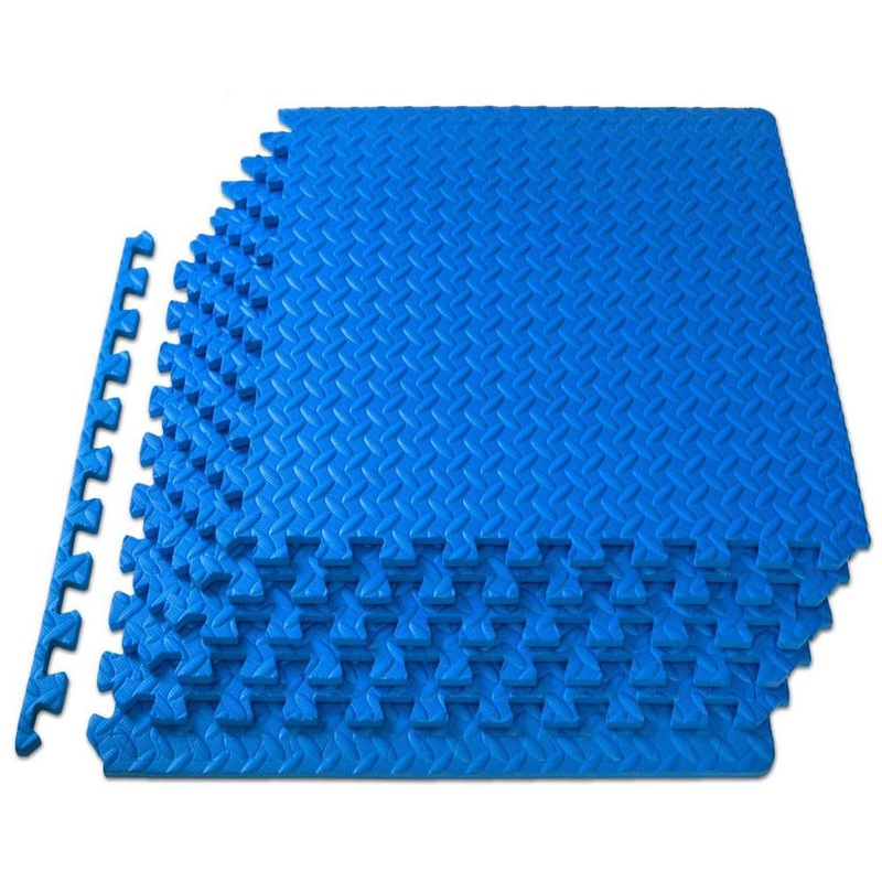 Unbranded Blue 24 in. W x 24 in. L x 0.5 in. T EVA Interlocking Foam Gym Flooring Mat (6 Tiles/Pack) (24 sq. ft.) Mat-1007