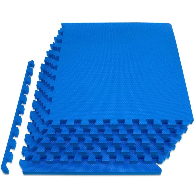 Unbranded Blue 24 in. W x 24 in. L x 0.75 in. T EVA Interlocking Foam Gym Flooring Mat (6 Tiles/Pack) (24 sq. ft. ) Mat-1027