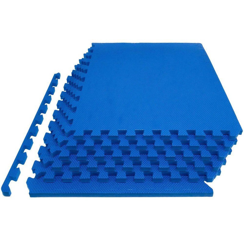 Unbranded Blue 24 in. W x 24 in. L x 1 in. T EVA Interlocking Foam Gym Flooring Mat (6 Tiles/Pack) (24 sq. ft. ) Mat-1028