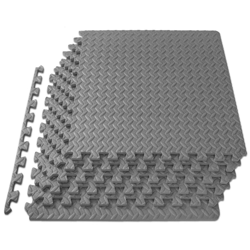 Unbranded Gray 24 in. W x 24 in. L x 0.5 in. T EVA Interlocking Foam Gym Flooring Mat (6 Tiles/Pack) (24 sq. ft.) Mat-1008