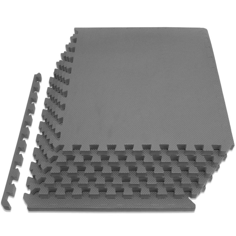 Unbranded Gray 24 in. W x 24 in. L x 0.75 in. T EVA Interlocking Foam Gym Flooring Mat (6 Tiles/Pack) (24 sq. ft. ) Mat-1029